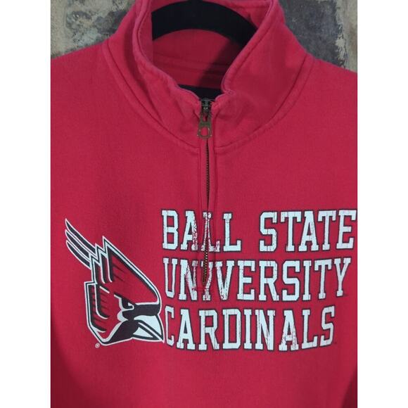 Ball State Cardinals Sweatshirt Woman's‎ Medium Red 1/4 Zip Sporty Academia - Picture 5 of 12